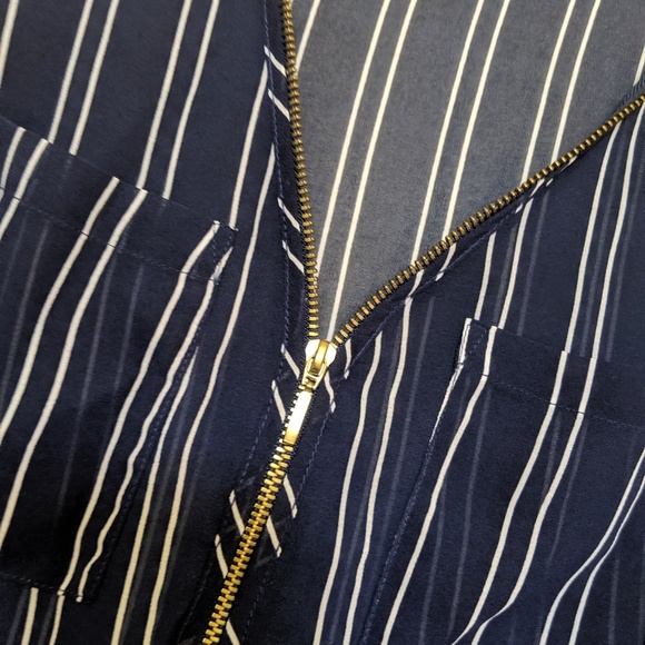 Navy top w/ zip front - Picture 2 of 4